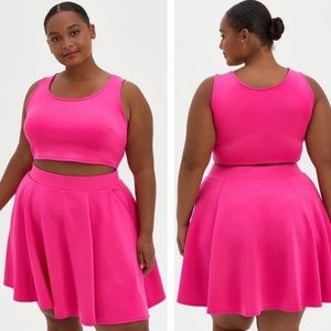 TORRID NWT 2 Piece Neon Pink Scuba Crop/Skirt Set Size 1X